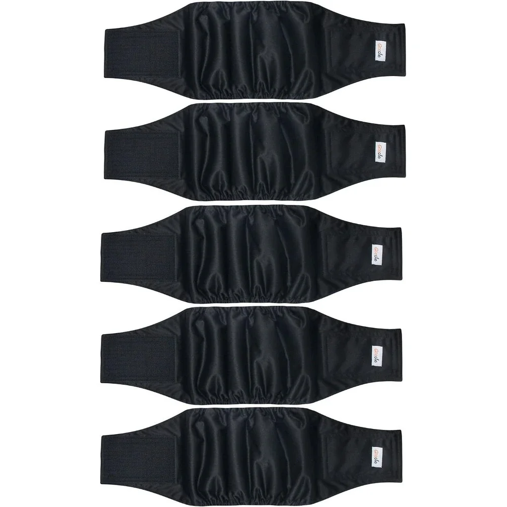 5 Pack Black Reusable Dog Diapers Male High Absorbing sz XS (Girth 9